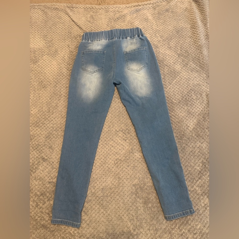 👖 **SHEIN Light Wash Elastic Waist Jogger Jeans** Size **28 | Pull-On Style - Picture 6 of 6